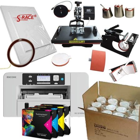 Combo 8in1 Heat press + Ricoh 3210 (loaded) + 36 pcs mugs + sublimation paper and tape