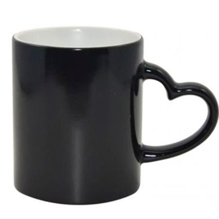 11oz Full Color Change Mug with Heart Handle Black, ONE