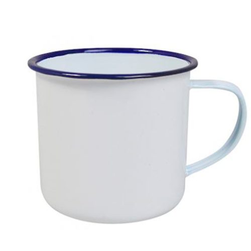 Емайлирана чаша със син кант (метална), ONE