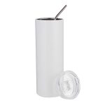   Sublimation 20oz/600ml Stainless Steel Skinny Tumbler with Straw & Lid (White) 