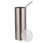   Sublimation 20oz/600ml Stainless Steel Skinny Tumbler with Straw & Lid (Silver) 