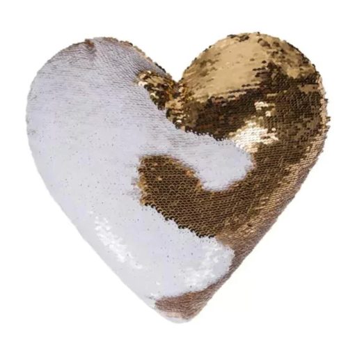 Sequin Pillow - HEART (gold)