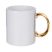11oz white mug with silver/gold handle